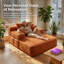 Chaise longue convertible Resta en velours côtelé duveteux avec poches de rangement et 3 coussins-129022234