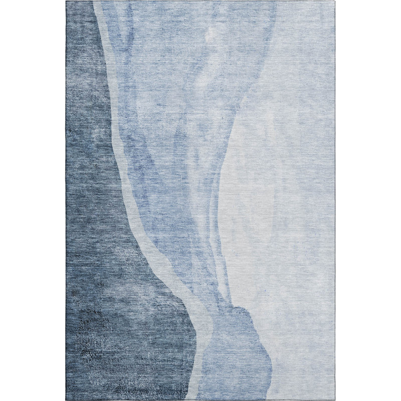 Premium Machine Washable Prisco Blue Rug, Rectangle 10' x 14'
