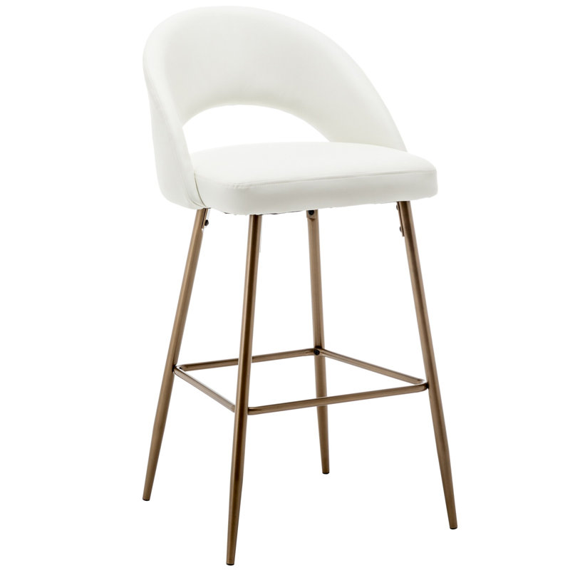 Aatto Upholstered Counter Stool with Metal Frame, White