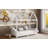 Wood Twin Size House Bed With Guardrail And LED, White-1009718187