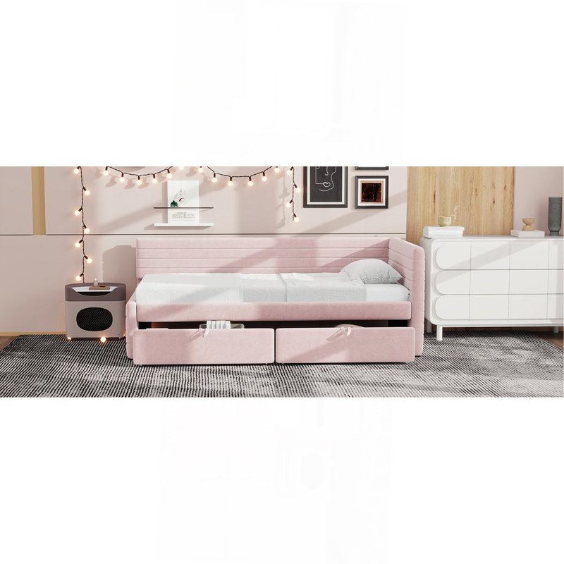 Twin Size Upholstered Daybed With 2 Drawers
