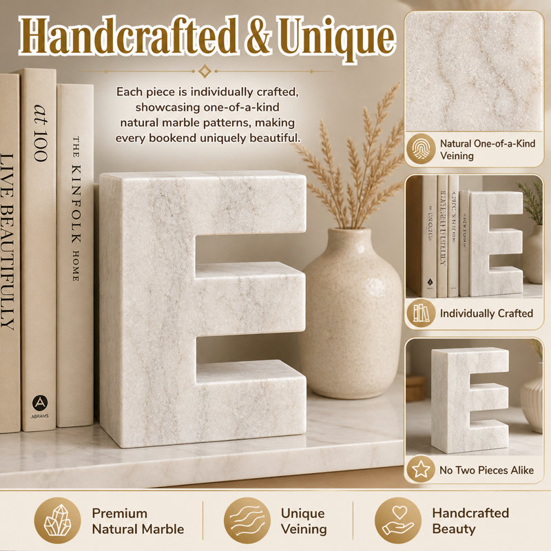 Natural Marlbe Letter E Bookend