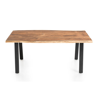 Hoytt Acacia Solid Wood Top Metal Base Dining Table