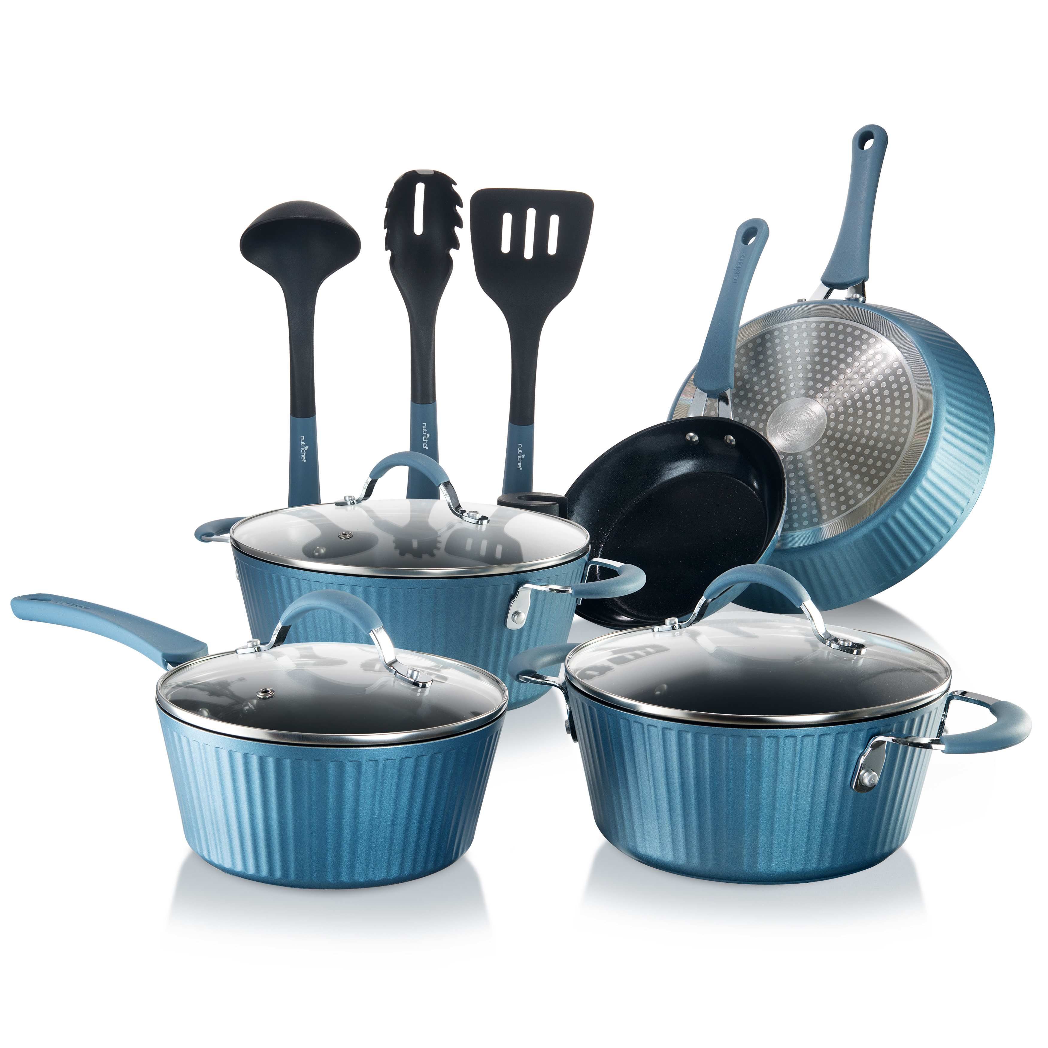 NutriChef 11 Pieces Cast Iron Non Stick Cookware Set & Reviews | Wayfair