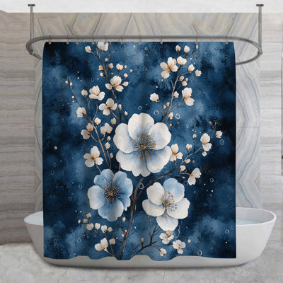 Plum Blossom Shower Curtain -  Floral Bathroom Decor Cottage