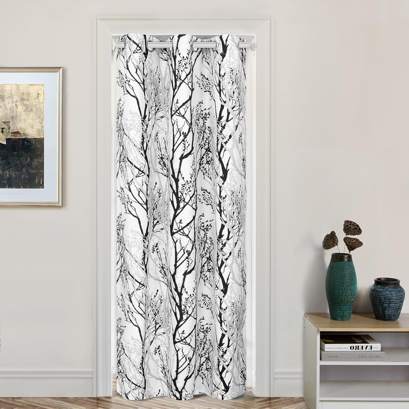 Rideau en polyester Ciena, Gris / blanc, L 50 po x L 84 po