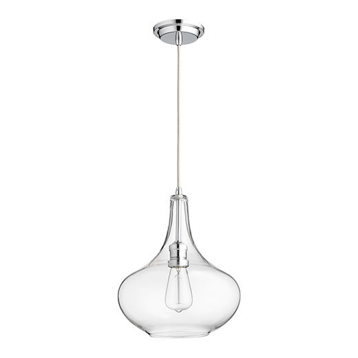 Vallee 1 - Light Single Pendant, Chrome, Clear
