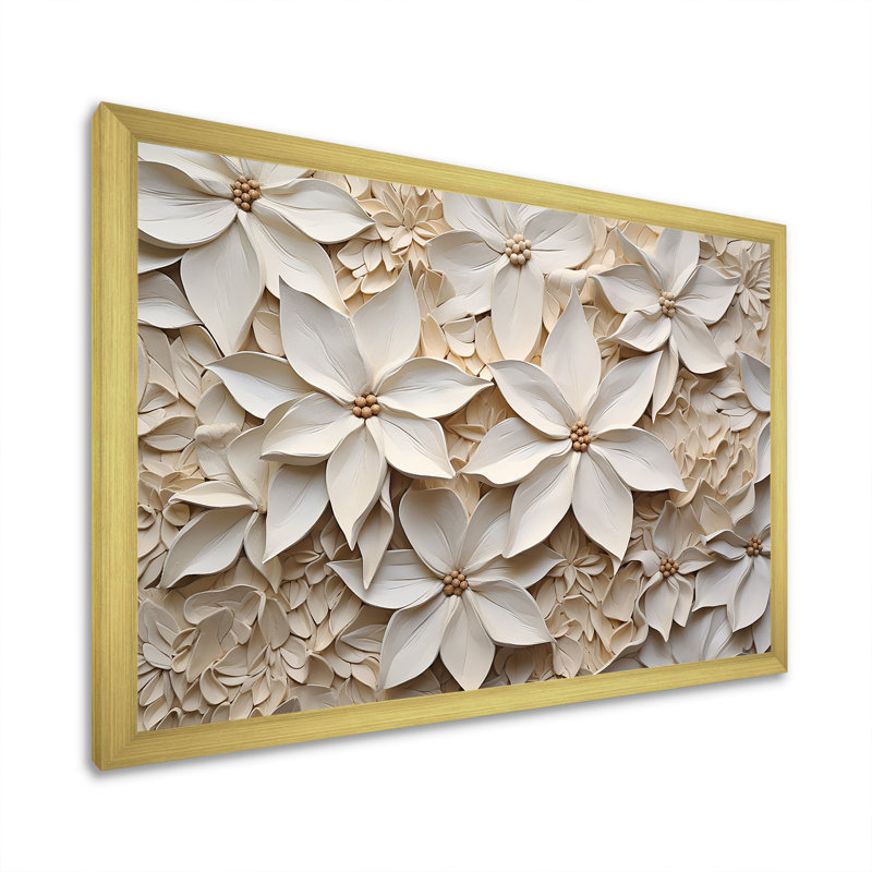 Poinsettias Crafted Delights V, Cadre photo doré simple, H 30 po x l 40 po x P 1,5 po