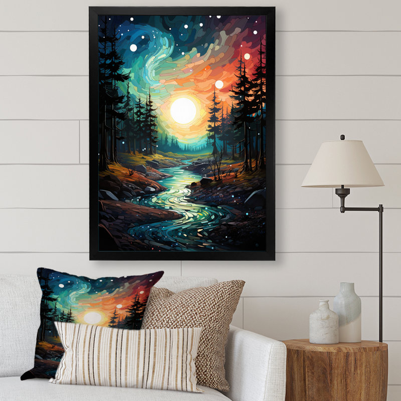Aurora Borealis Emerald Embers III sur impression sur toile, Cadre photo noir, H 44 po x l 34 po x P 1,5 po