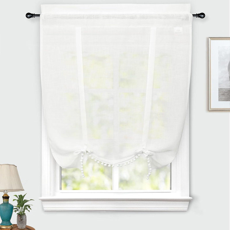 Rideau semi-transparent en lin texturé, L 25 po x L 47 po
