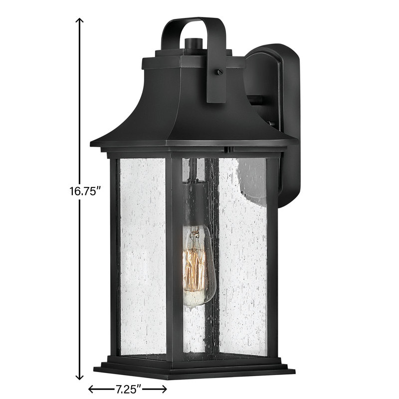 Grant Outdoor Wall Lantern, 16.75" H x 7.25" W x 8.25" D, Black