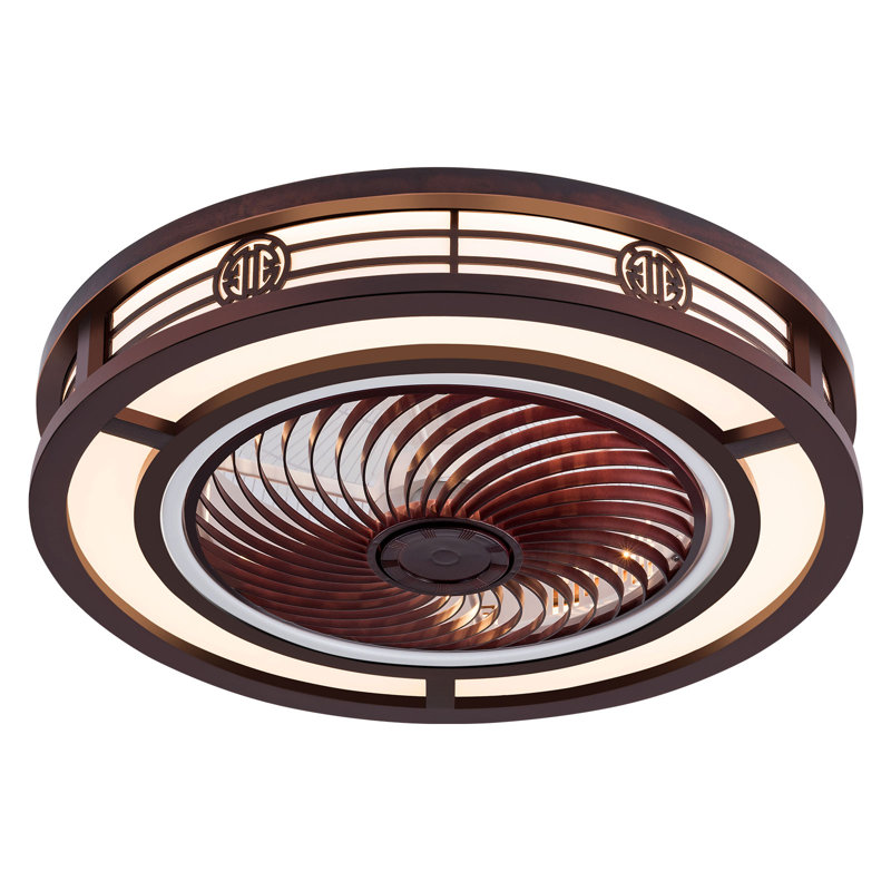 Evamae 5 - Blade Classical Elegant LED Caged Ceiling Fan with Light Kit and Remote Control, Reddish Brown