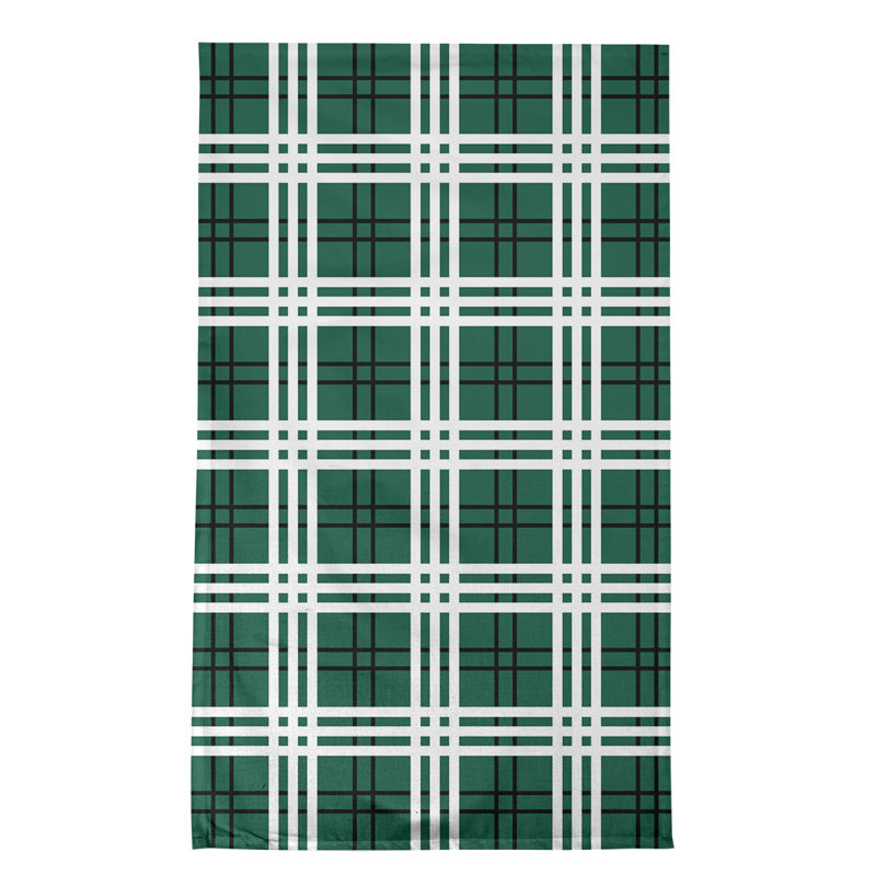 Plaid Tea Towel Kitchen Towel, Cotton Blend, Green/White/Black