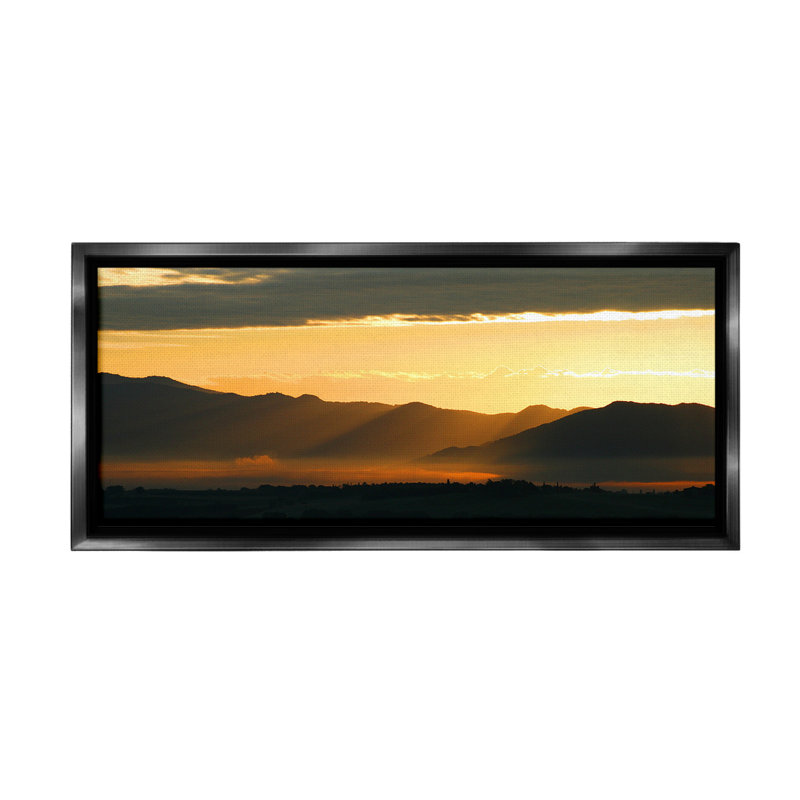 «Sun Rays Over Mountains Floater Frame» par Noah Bay sur, Cadre flottant noir de jais, H 11 po x l 25 po