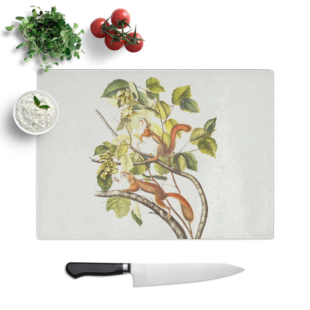 Tempered Glass Squirrels by J.W. Audubon Chopping Board