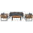 Large Size 4-Pieces Outdoor Furniture Sofa For 5 Person Conversation Set, Garden Sofa Set With Removable Cushion, Metal And Wood Frame Sofa Set, Acacia Wood Tabletop, Gray-655337192