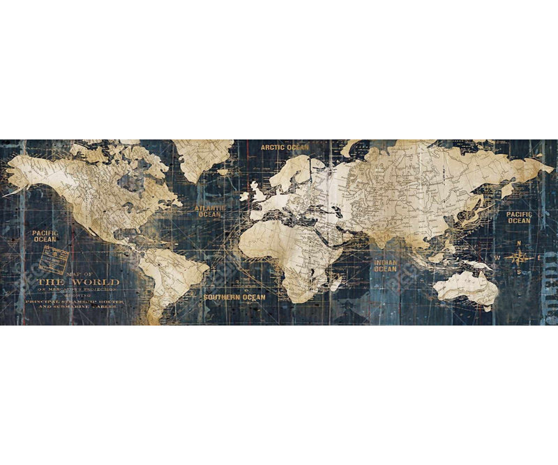 Abstract World Map on Canvas, 20" H x 60" W