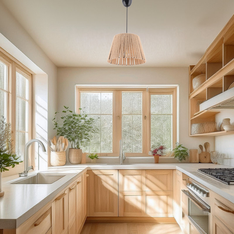 Lustre ajustable en métal avec capuchon en jute