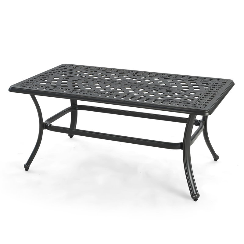 Table basse d'extérieur en fonte d'aluminium, table de conversation rectangulaire de 41,98 po x 23,98 po avec plateau en treillis, table centrale résistante à la rouille résistante à la rouille pour terrasse, cour arrière, porche et bronze antique