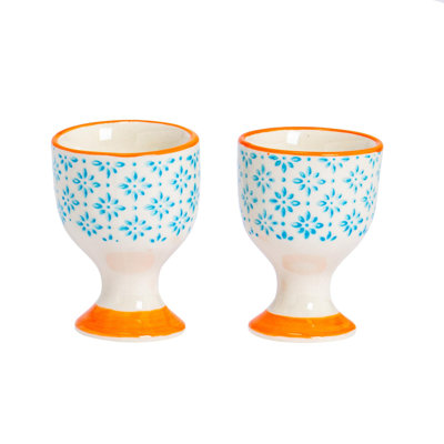 Nicola Spring - Hand-Printed Egg Cups - 5.5cm - Blue