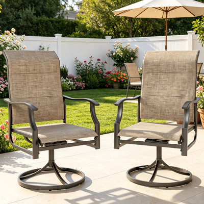Swivel Patio Dining 42 inch High Back Sling Armchairs