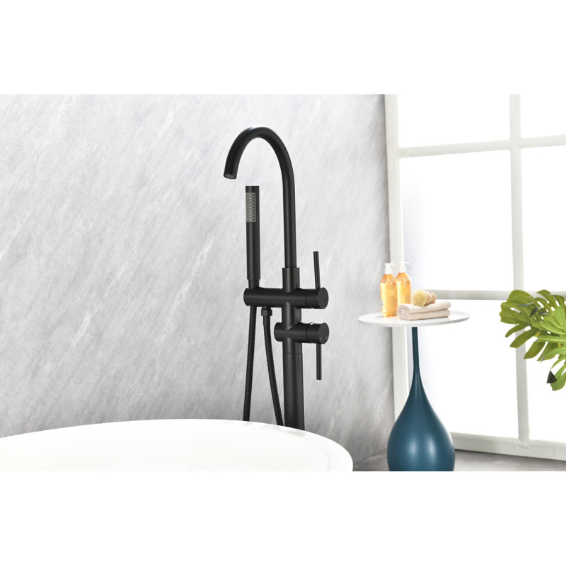 Matte Black Tub Faucet With And Materials - Stainless Steel Conversion Knob Splash, Matte Black