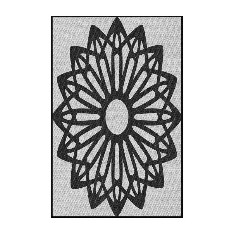 Tapis noir/blanc à motifs, Rectangle 5 pi x 7 pi