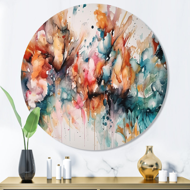 Captivating Boho Dance III - Art mural rond abstrait en métal, H 29 po x l 29 po x P 1 po