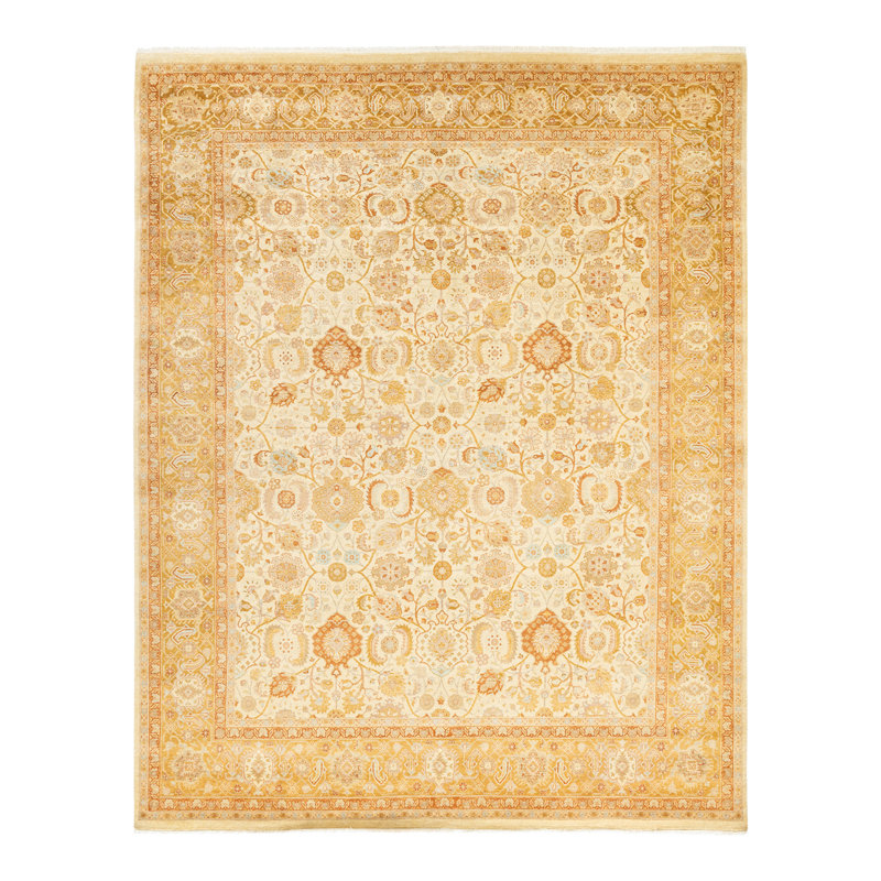 Tapis unique noué à la main Gerell Mogul - ivoire, 8 pi 2 po x 10 pi 3 po