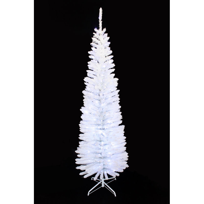 Arbre de noël artificiel pin blanc 6 pi avec 200 lumières claires/blanches