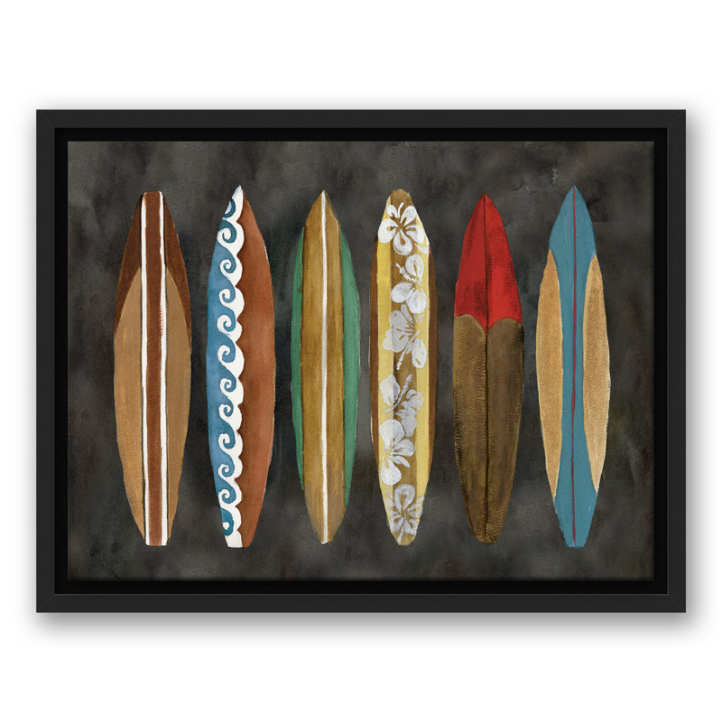 Planches de surf rétro encadrées sur toile, H 13,75 po x l 17,75 po x P 1,75 po