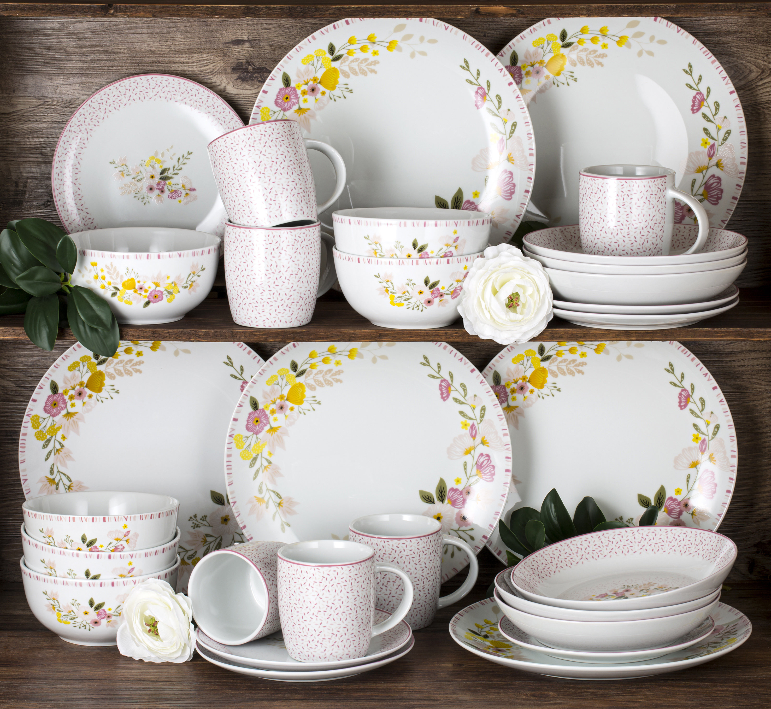 Bornschein 30 Piece Porcelain China Dinnerware Set Service for 5