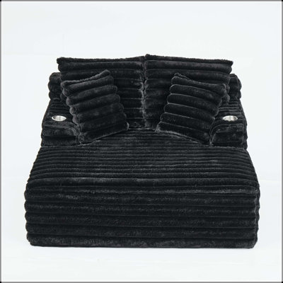 Oversized Corduroy Chaise Lounge Chair with Cup Holders and No Assembly Required