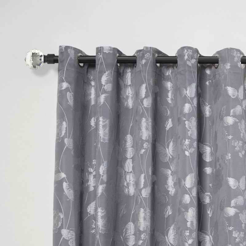 Crystal Adjustable 2cm Single Curtain Pole, Matte Black, 1.6 - 3m