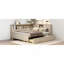 Lit de jour en bois pleine grandeur avec tablettes de rangement et lit gigogne, lait blanc antique