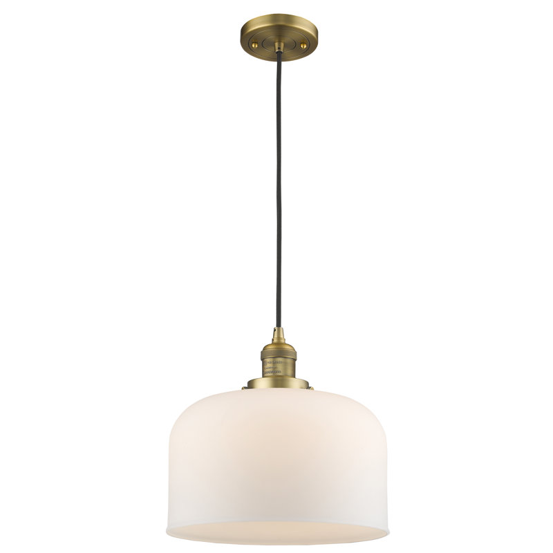 Clarkshire 1 - Light Single Pendant, Matte White, Brushed Brass