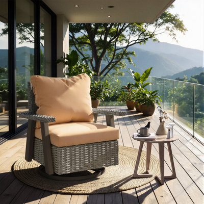Chaise de patio pivotante à 360 ° en résine tressée tissée à la main toutes saisons avec coussin en oléfine à haute résilience - idéale pour les espaces extérieurs