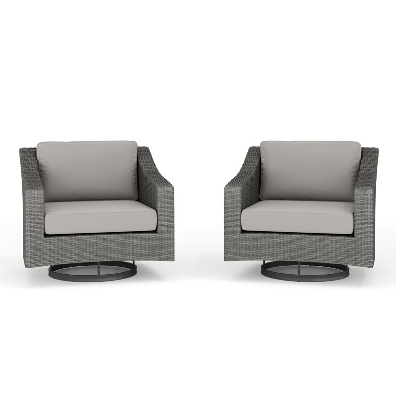 Chaises pivotantes d'extérieur en rotin avec coussins toutes saisons Martha Stewart Bedford, Gris, Gris