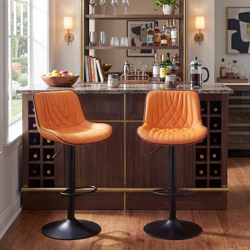 Tabourets de bar pivotants à hauteur réglable Zager, tabourets de comptoir rembourrés en cuir, tabouret de pub moderne
