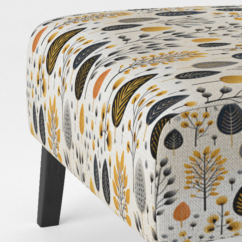 Minimaliste à motif floral - Fauteuil de chambre rembourré Cottage