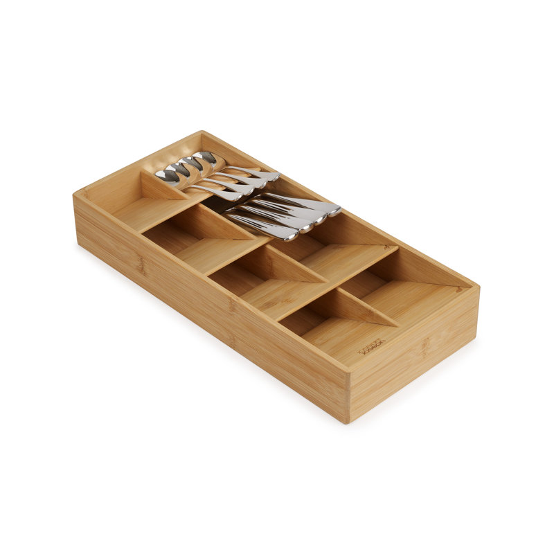 Large Bamboo Cutlery Drawer Organizer with 8 Compartments