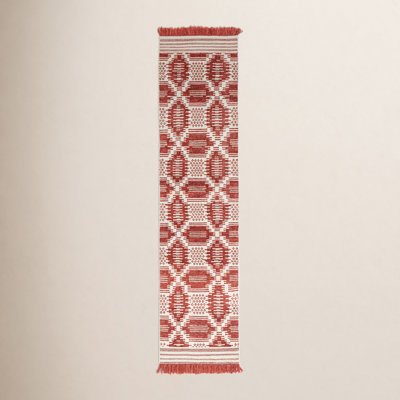 Caden Red White Hand-Knotted Geometric Rug