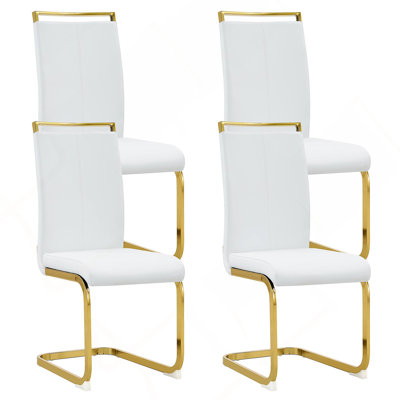 Chaises de salle à manger modernes, chaise d'appoint rembourrée en similicuir à haut dossier en polyuréthane