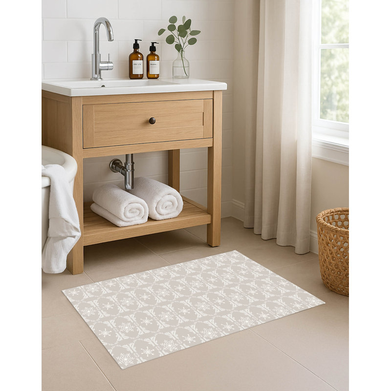 Tapis pour salle de bain Snowflake, Beige, Simple - L 24 po x l 17 po