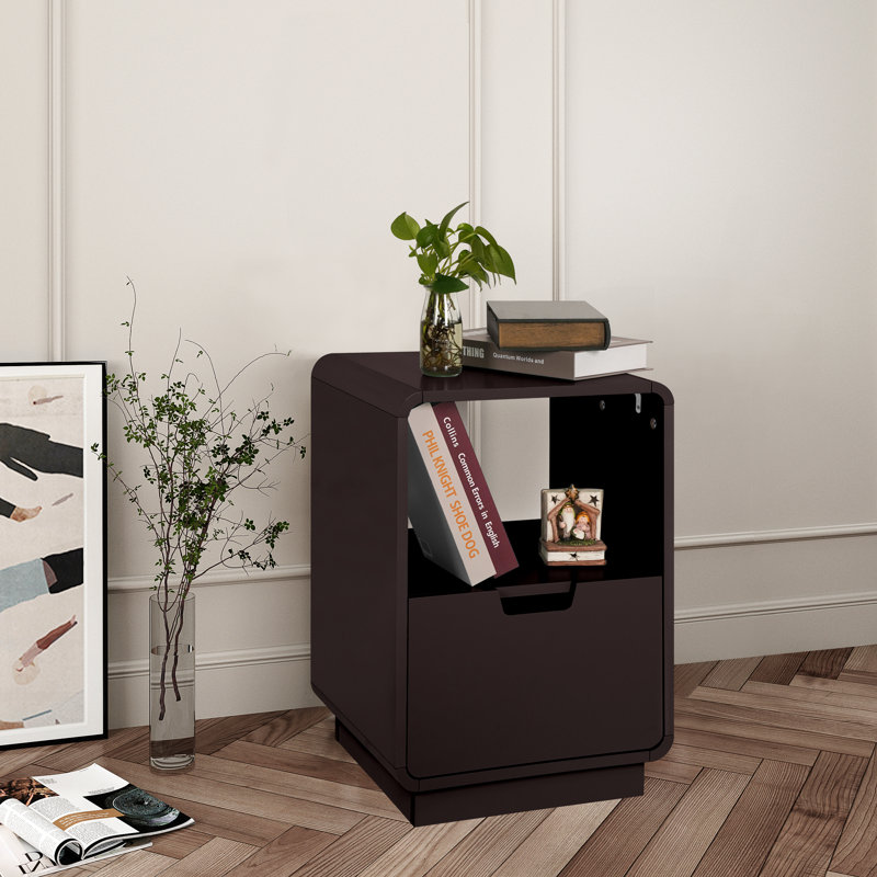 22.8" Tall Contemporary Side Table End Table with Storage Drawer, Espresso, Espresso