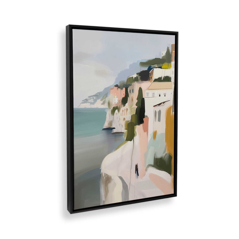 Cliffside Coastal Path II, H 31 po x l 21 po, Toile avec cadre, Noir satiné
