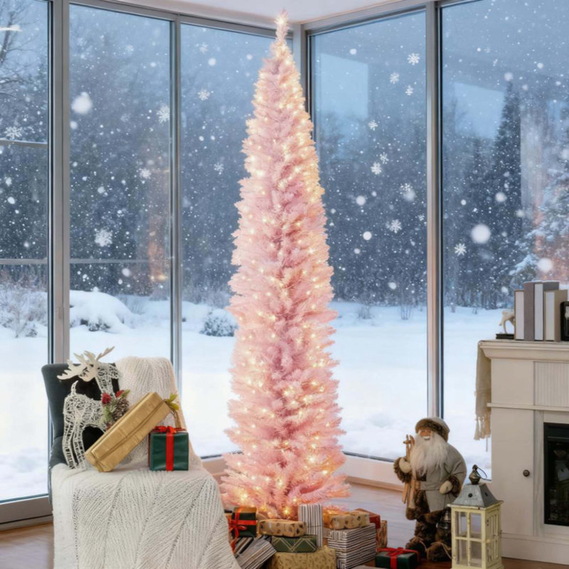Arbre artificiel peu encombrant, DEL blanc chaud pré-éclairé, ignifuge et rangement facile, parfait pour les petites pièces et les décorations latérales de foyer