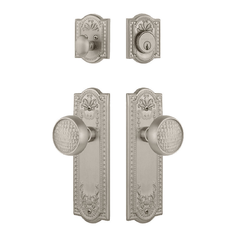 Ensemble d'entrée Nostalgic Warehouse Meadows avec bouton Craftsman, Nickel satiné, 2.75