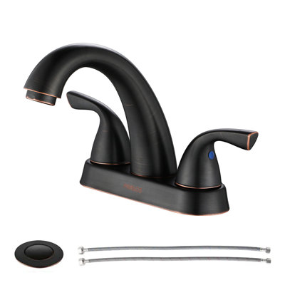 Centerset 2-handle Bathroom Faucet with Drain Assembly