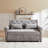 Full Size Bed, Linen Upholstery, Extra Heavy Duty Frame Convertible Chair 2 Seat Design, Practical Storage Solution